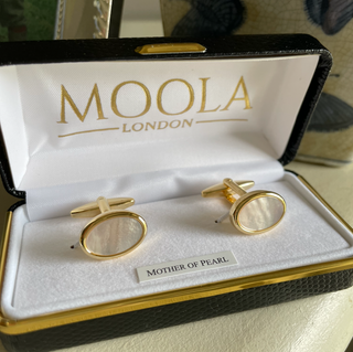 Oval Gold Plated Mother of Pearl Cufflinks