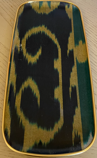 Navy/Green Silk Ikat Rectangle Tray