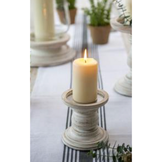 White Wood Pillar Candleholder