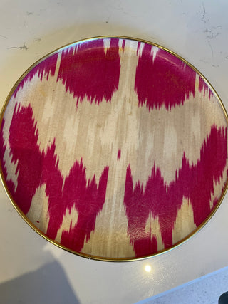 Pink Silk Ikat Round Tray
