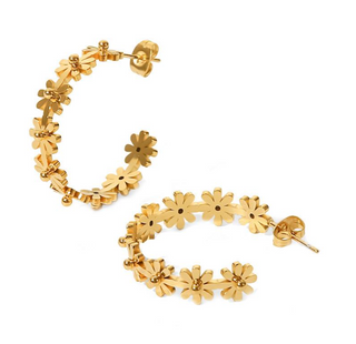 Daisy Hoop Earrings in Gold