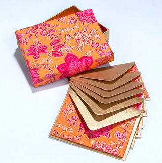 Orange Floral Boxed Note Cards