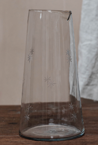 Star Etched Tapered Glass Jug