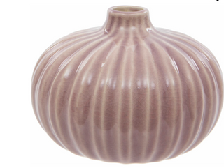 Lilac Round Ribbed Bud Vase