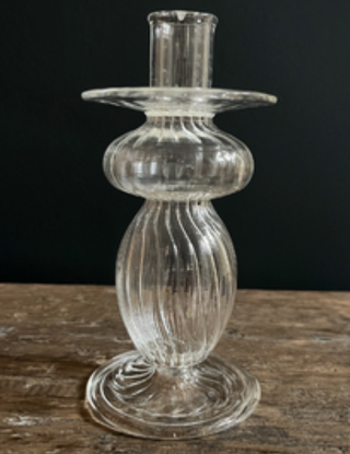 Ribbed Glass Candle Holder m