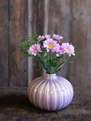Lilac Round Ribbed Bud Vase