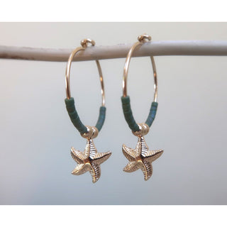 Khaki Starfish Hoop Earrings