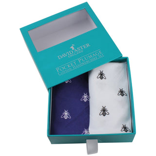 Blue and White Bee Handkerchief Set - Moola London 