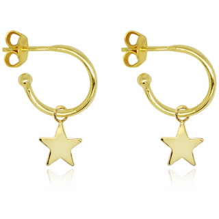 Dushku Gold Star Charm Hoop Earrings