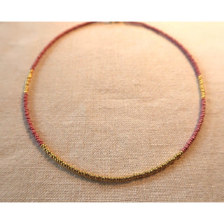 Raspberry & Gold beaded Necklace