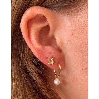 Sanchez Gold & Pearl Hoop Earrings