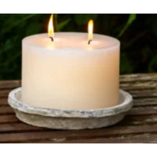 White Rustic Outdoor Pillar Candle 2 Wick
