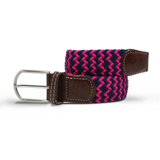 Pink & Navy ZigZag Elasticated Belt Recycled From Plastic Bottles - 3 sizes