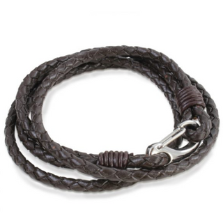 Brown Quad Wrap Leather Bracelet