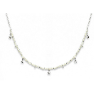 Anhur Pearl & Star Charm Silver Necklace