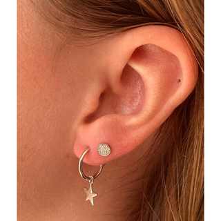 Dushku Silver Star Charm Hoop Earrings