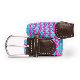 Blue/Pink ZigZag Elasticated Belt Recycled From Plastic Bottles - 3 sizes
