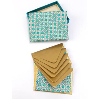 Turquoise Motif Boxed Note Cards - Moola London 