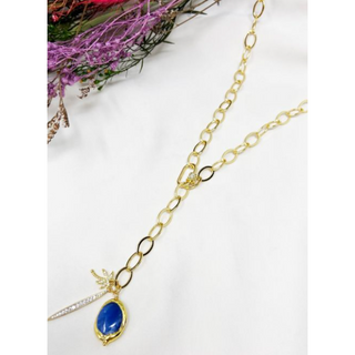 Navy Current Chain Necklace & Wrap Bracelet