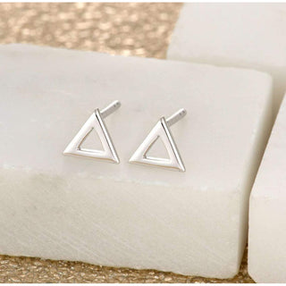 Open Triangle Stud Earrings Silver - Moola London 