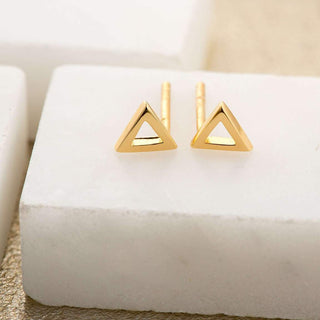 Open Triangle Stud Earrings Gold - Moola London 